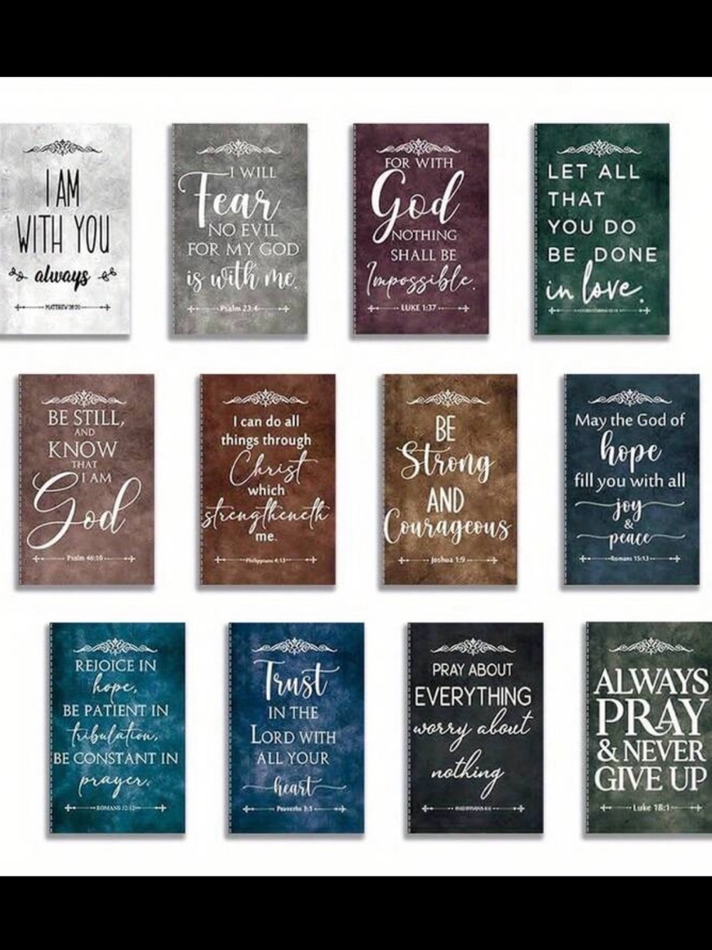 Inspirational Scripture notebooks. Set of 12